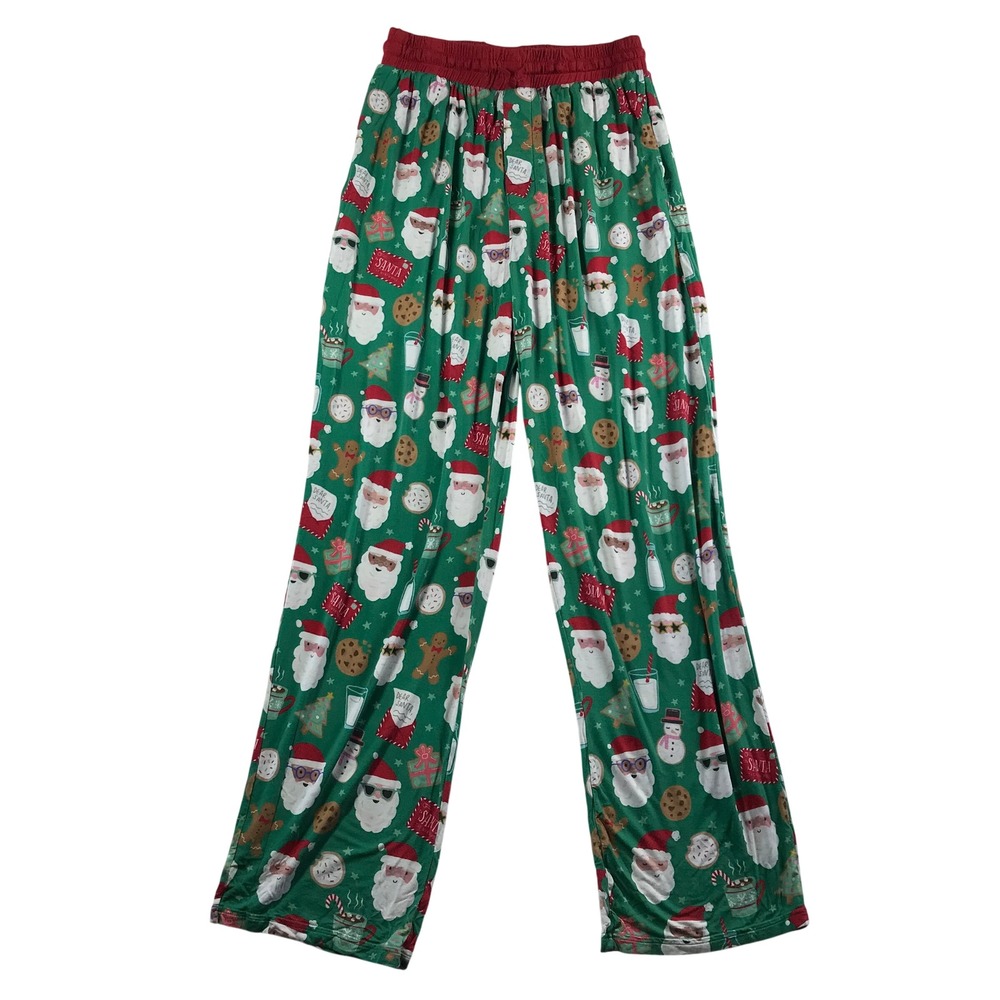 Little Sleepies Lunaluxe Bamboo Santa Christmas Pajama Pants Greenβ Medium